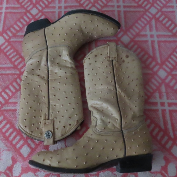 vintage Rogers Boots Western Cowboy Ostrich - Cream White - Size 10.0 - Picture 7 of 12